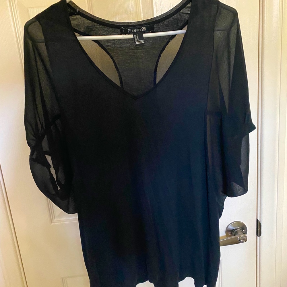 Flowy Forever 21 top with shear sleeves